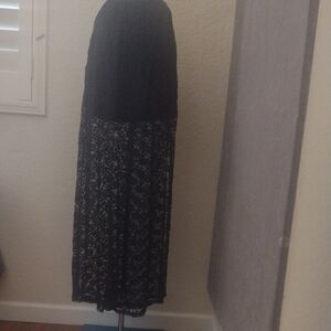 SmAbercrombie & Fitch Navy Lace Overlay Maxi 42" Long Skirt Under Lining 14"
